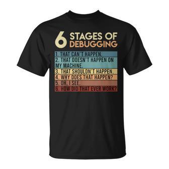 Coder Informatiker Admin 6 Stages Of Debugging Programmer T-Shirt - Geschenkecke