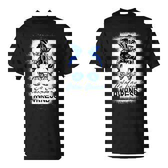 Colon Cancer Awareness Crc Colorectal Cancer Blue Messy Bun T-Shirt - Monsterry