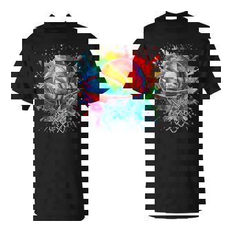 Colorful Basketball Tie Dye Color Splash Hoop Net Slam Dunk T-Shirt - Monsterry