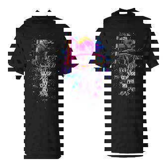 Colorful Basketball Tie Dye ColorSplash Basketball Hoop Net T-Shirt - Monsterry
