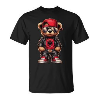 Cool Albanian Teddy Bear Albania Flag Outfit Street T-Shirt - Geschenkecke