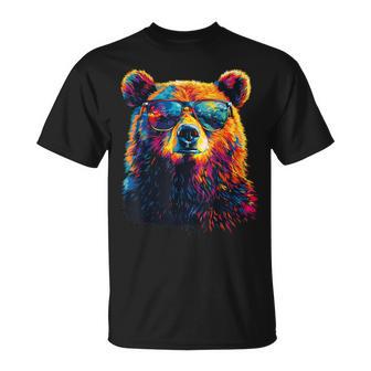 Cool Bear Portrait With Sunglasses Watercolour Bear T-Shirt - Geschenkecke