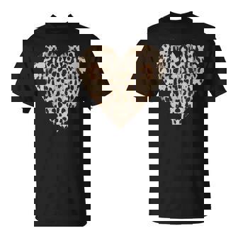 Cool Heart Trendy Leopard Print Clothing With-Neck T-Shirt - Geschenkecke