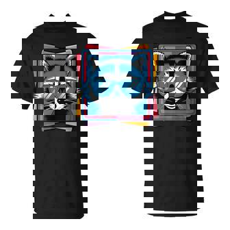 Cool Raccoon Retro Sunglasses N Neck T-Shirt - Geschenkecke
