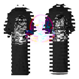 Cool Retro Vaporwave Cat Tee Cat With Eclipse Glasses Tank Top T-Shirt - Monsterry