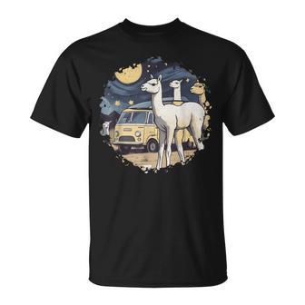 Cotopaxi Noche Estrellada Obra De Arte Llama Parque Nacional Camiseta unisex - Regaloses