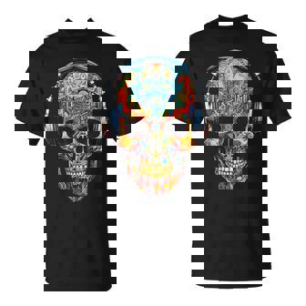 Cráneo Arte Geométrico Fantasía Colorido Cráneo Gráfico Camiseta unisex - Regaloses