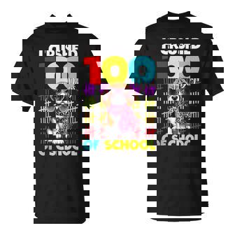 I Crushed 100 Days Of School Dog Fun 100Th Day Celebration T-Shirt | Mazezy