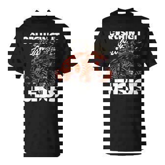 Crushing It With Jesus Christian Faith Monster Trucks T-Shirt - Monsterry