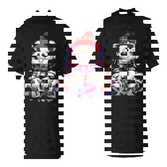 Cute Holiday Christmas Polar Bear Wrapped In Lights T-Shirt - Monsterry
