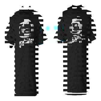 Cute Robot Face Looks From Torn Fabric AI Robot Kids T-Shirt - Monsterry