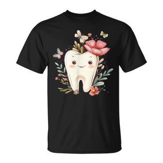 Cute Tooth With Flower I Children's Tooth T-Shirt - Geschenkecke