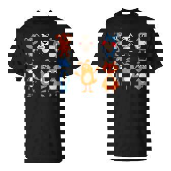 Cutout Set Of Cartoon 3d Like Animal Characters Happy T-Shirt - Monsterry
