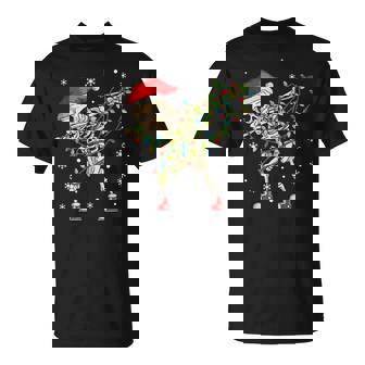 Dabbing Skeleton Santa Christmas Tree Lights Xmas Dab Boys T-Shirt - Monsterry