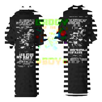Daddy Of The Birthday Boy Party Video Gamer Pixel Number T-Shirt - Seseable