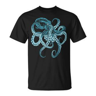 Deep Sea Blue Octopus In Combat Posture T-Shirt - Geschenkecke