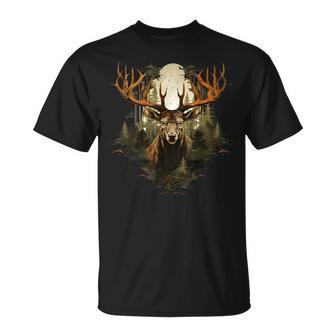 Deer Wildlife Nature Motif Animal Lovers Landscape Forest T-Shirt - Geschenkecke