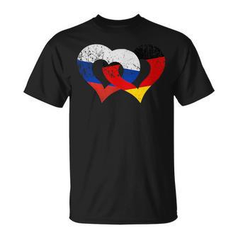 Deutschland Russland Freundschaft Frieden Herzkette T-Shirt - Geschenkecke