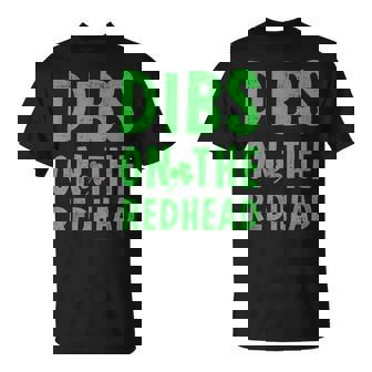 Dibs On The Redhead St Patrick's Day -Adults Sleeveless Modern Straight Fit Black T-Shirt - Seseable