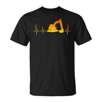 Digger Driver Digger Driver Heartbeat Ecg Heart Rate T-Shirt - Geschenkecke