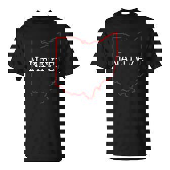 Distressed Ohio Native Red Outline Tee T-Shirt - Monsterry