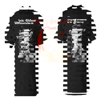 Divertidas Cabras Felices Con Sombrero De Papá Noel Para Amantes De Las Cabras Feas Navidad Camiseta unisex - Regaloses