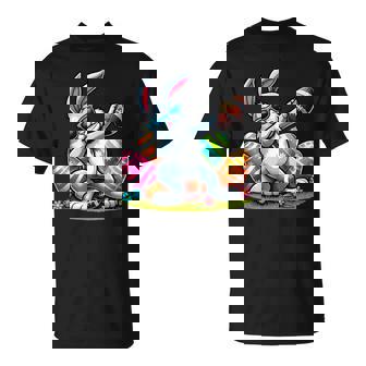 Divertido Conejo De Pascua Fútbol Dabbing Conejo De Pascua Niños Niña Camiseta unisex - Regaloses