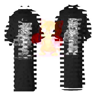 Divertido Gato De Boxeo Con Guantes De Boxeo Para Fanáticos Del Deporte Y Las Mascotas Cuello Camiseta unisex - Regaloses