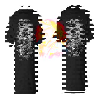 Divertidos Dinosaurios T Rex Ama La Música De Guitarra Rock'n Roll Camiseta unisex - Regaloses