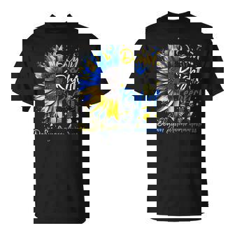 Down Right Perfect Down Syndrome Awareness Ribbon Sunflower T-Shirt | Mazezy