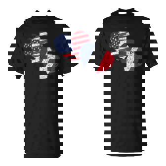 Drapeau Usa France Coeur Pays Américain Français T-Shirt - Cadeauxyz