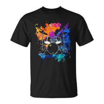 Drum Set Colourful Instrument Band Drums Music Musician T-Shirt - Geschenkecke