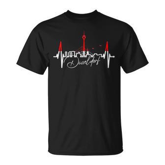 Düsseldorf Skyline Heartbeat Heart I Love Düsseldorfer T-Shirt - Geschenkecke