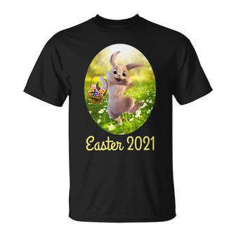 Easter Bunny Hopping With Basket 2021 Tank Top T-Shirt - Monsterry