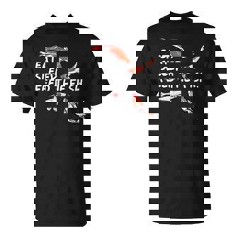 Eat Sleep Feeds The Fish Koi Lover Koi Carp Koi Keeper T-Shirt - Monsterry