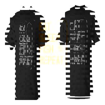 Eat Sleep Fish Repeat Fishing Lover Idea Hunting Fish T-Shirt - Monsterry