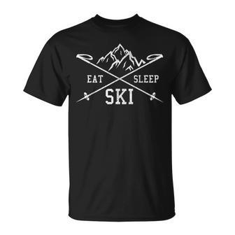 Eat Sleep Ski Repeat Skiing Holidays Skier T-Shirt - Geschenkecke