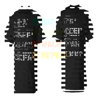 Eat Sleep Walk Repeat Walker Walking Exercise T-Shirt - Monsterry