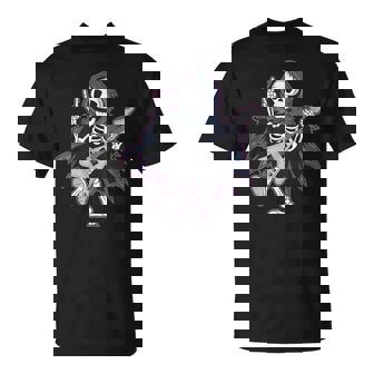 Esqueleto Calavera Guitarra Rock En Heavy Metal Diablo Cuernos Música Camiseta unisex - Regaloses