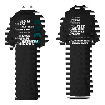Essen Schlafen Zocken Wiederholen Gaming Zocker T-Shirt - Geschenkecke