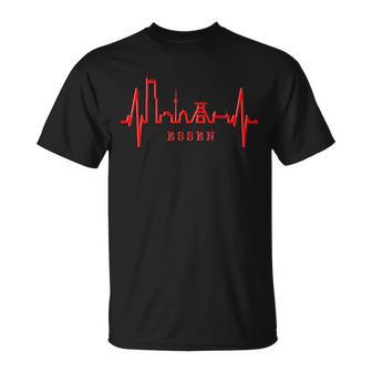 Essen Skyline Heartbeat Ruhrpott Fan Heart Love Essen T-Shirt - Geschenkecke