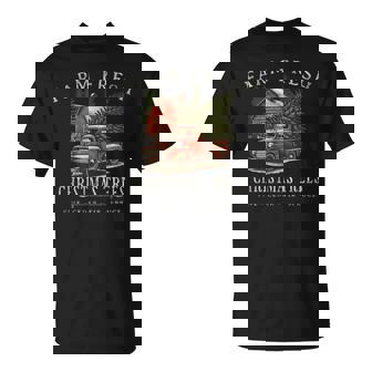 Farm Fresh Christmas Trees Rustic Farmhouse Vintage Truck T-Shirt - Monsterry