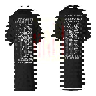 My Favorite Baseball Player Calls Me Dad US Flag Fathers Day T-Shirt - Monsterry