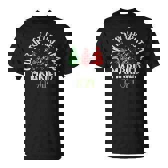Our First Christmas Married 2024 Couples Matching Plaid Christmas Tree T-Shirt - Monsterry