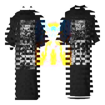 Flaming Battlemech Cyberpunk Sci-Fi Mech Warrior Robot Art Tank Top T-Shirt - Monsterry