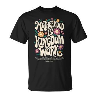 Floral Vintage Motherhood Is Kingdom Work Mama T-Shirt - Thegiftio
