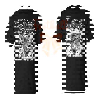 Football Mom Coquette Bow Sport Mama Game T-Shirt | Mazezy