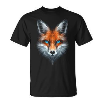 Fox Animal Blue Eyes Illustration Fox T-Shirt - Geschenkecke