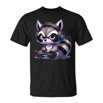 Angry Raccoon Gamerideo Games Lover T-Shirt - Geschenkecke