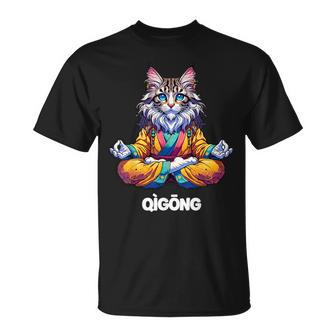 Cat Maine Coon Meditation Practice Qigong Chi Energy T-Shirt - Geschenkecke